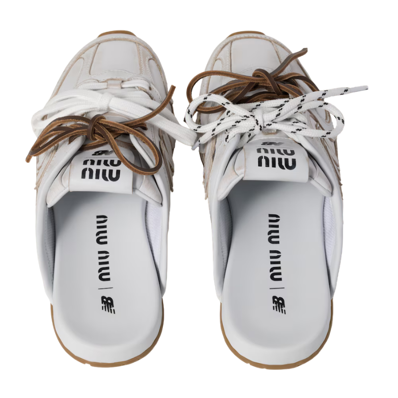New Balance X Miu Miu 530 SL deco calf leather mules – White