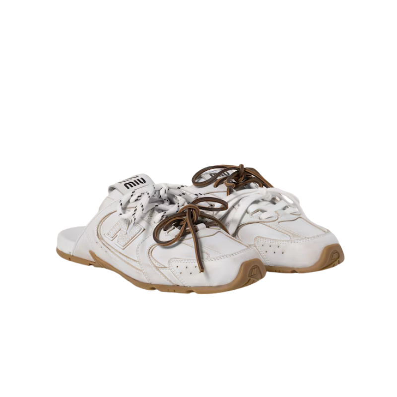 New Balance X Miu Miu 530 SL deco calf leather mules – White