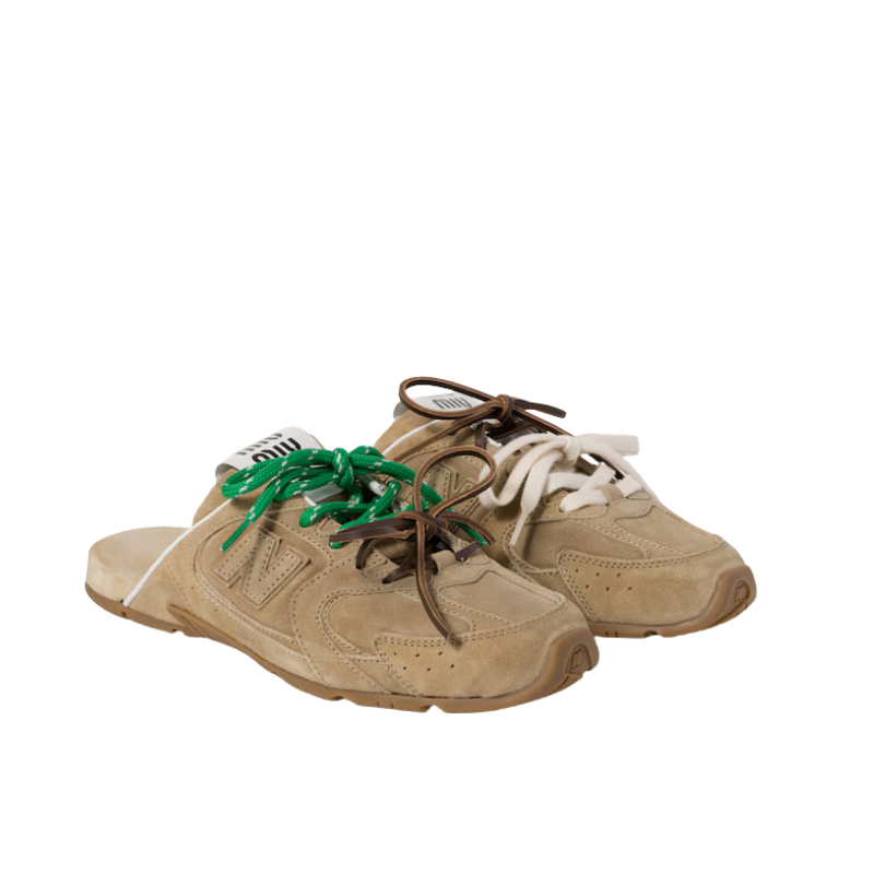 New Balance X Miu Miu 530 SL faded suede mules – Ecru