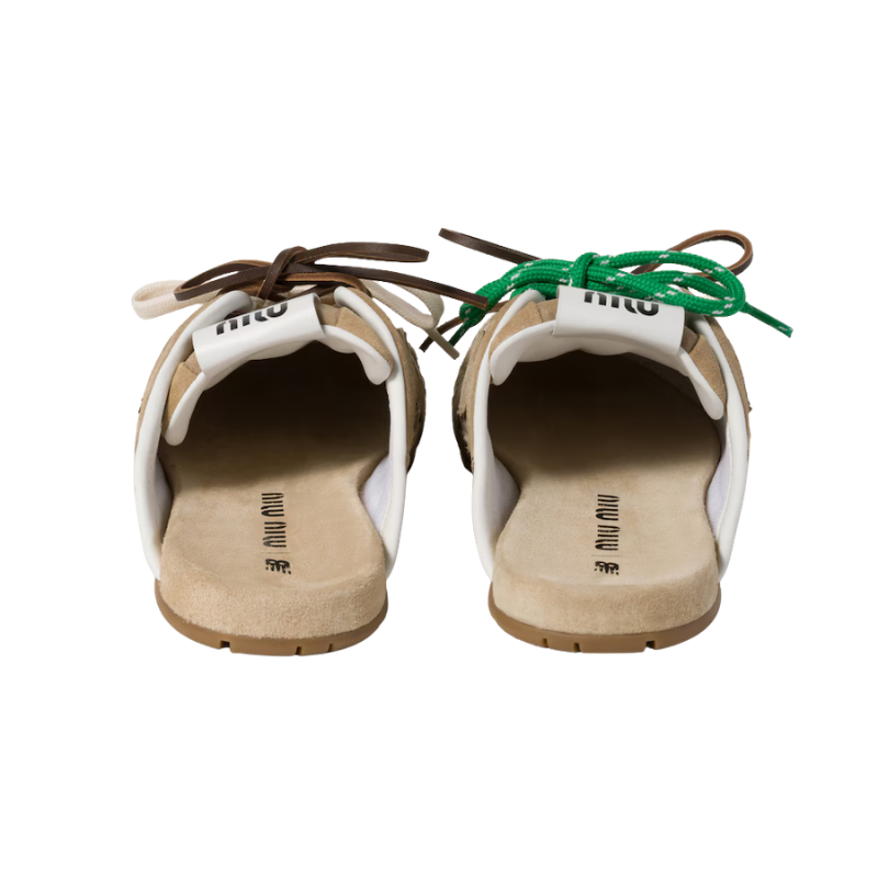 New Balance X Miu Miu 530 SL faded suede mules – Ecru