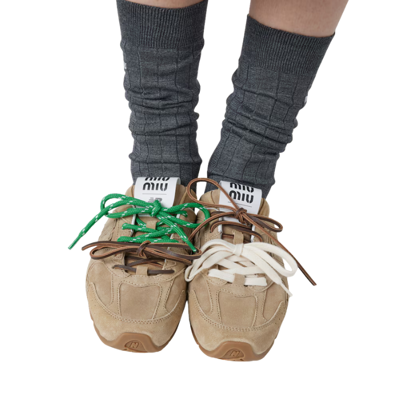 New Balance X Miu Miu 530 SL faded suede mules – Ecru