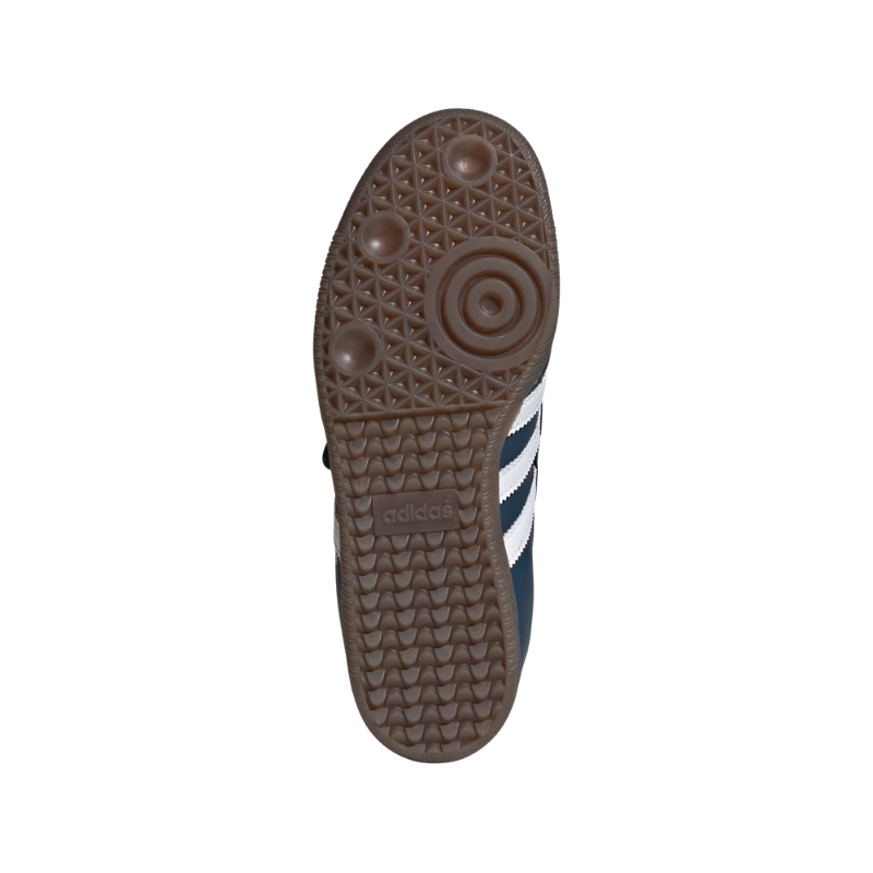 Adidas Samba Jane navy blue colorway with white stripes