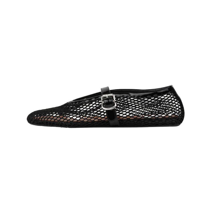 Alaïa Fishnet Ballerina Flats Black