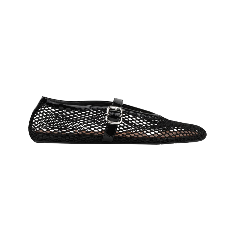 Alaïa Fishnet Ballerina Flats Black
