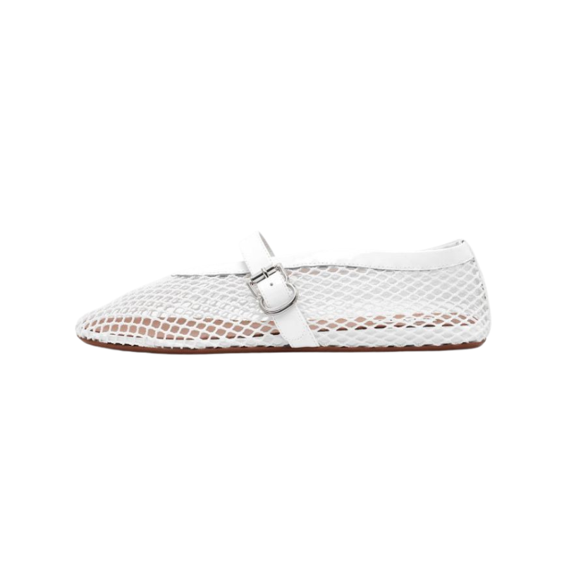 Alaïa Fishnet Ballerina Flats White