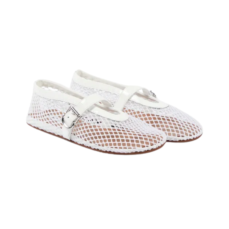 Alaïa Fishnet Ballerina Flats White