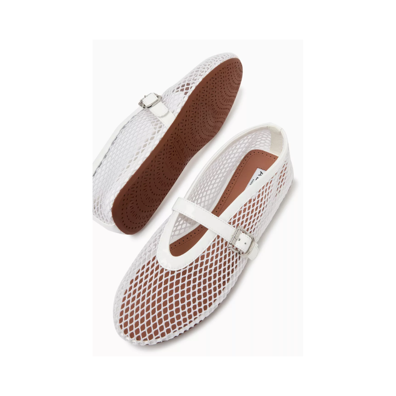 Alaïa Fishnet Ballerina Flats White