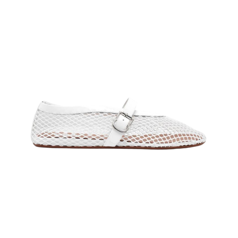Alaïa Fishnet Ballerina Flats White