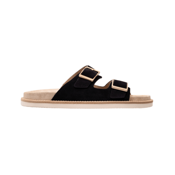 Brunello Cucinellio Suede Double-Strap Slide Sandals Black