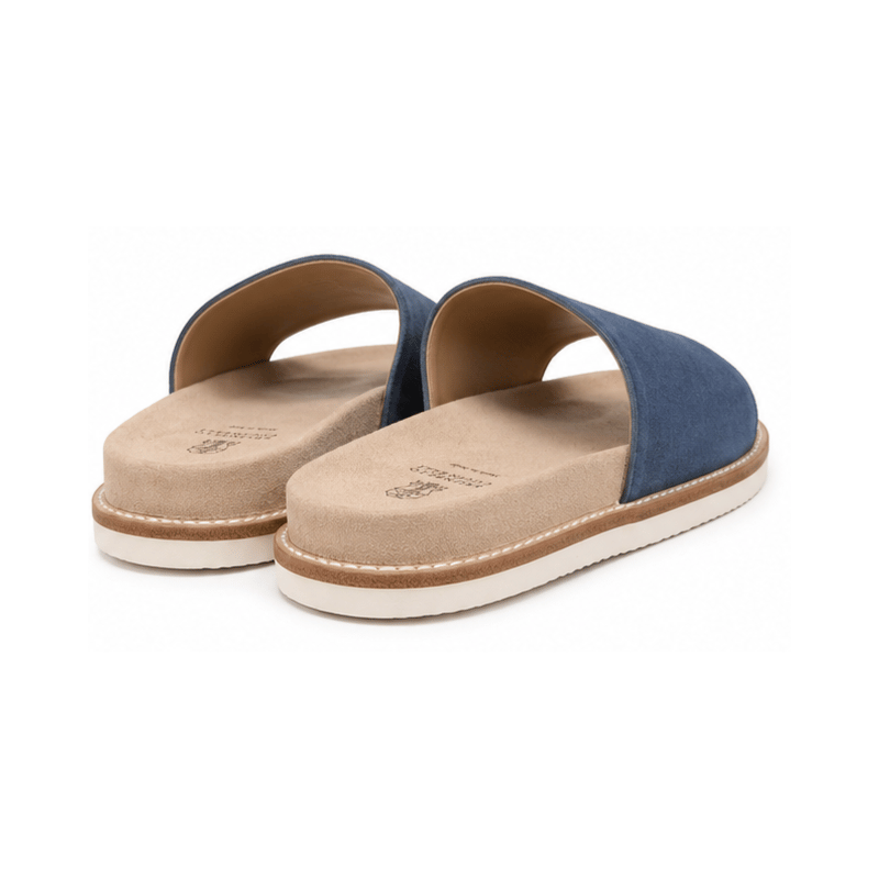 Brunello Cucinelli suede slide sandals Blue Tan