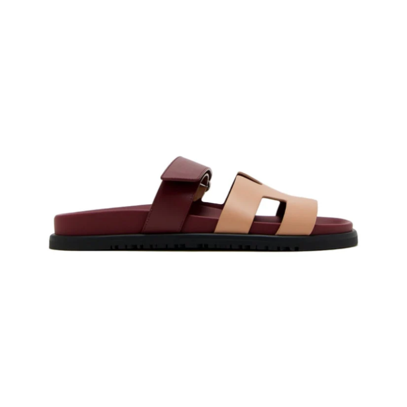 Hermes Chypre sandals Beige Perlino Rouge