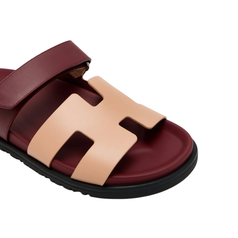 Hermes Chypre sandals Beige Perlino Rouge