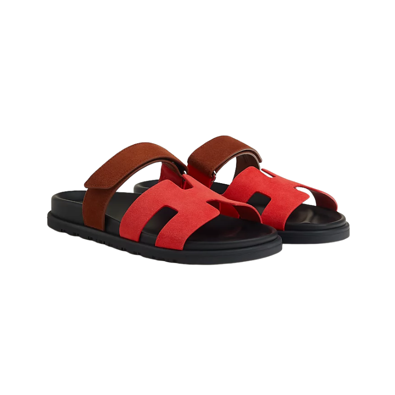 Hermes Chypre sandals Rouge Cinétique / Gold