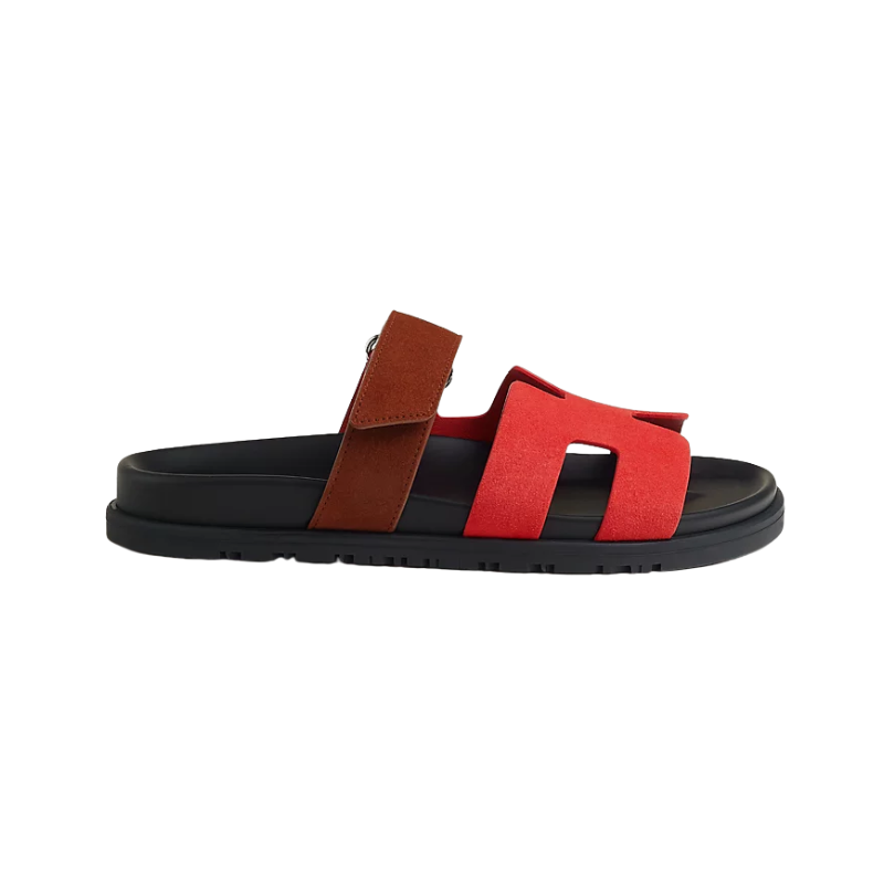 Hermes Chypre sandals Rouge Cinétique / Gold