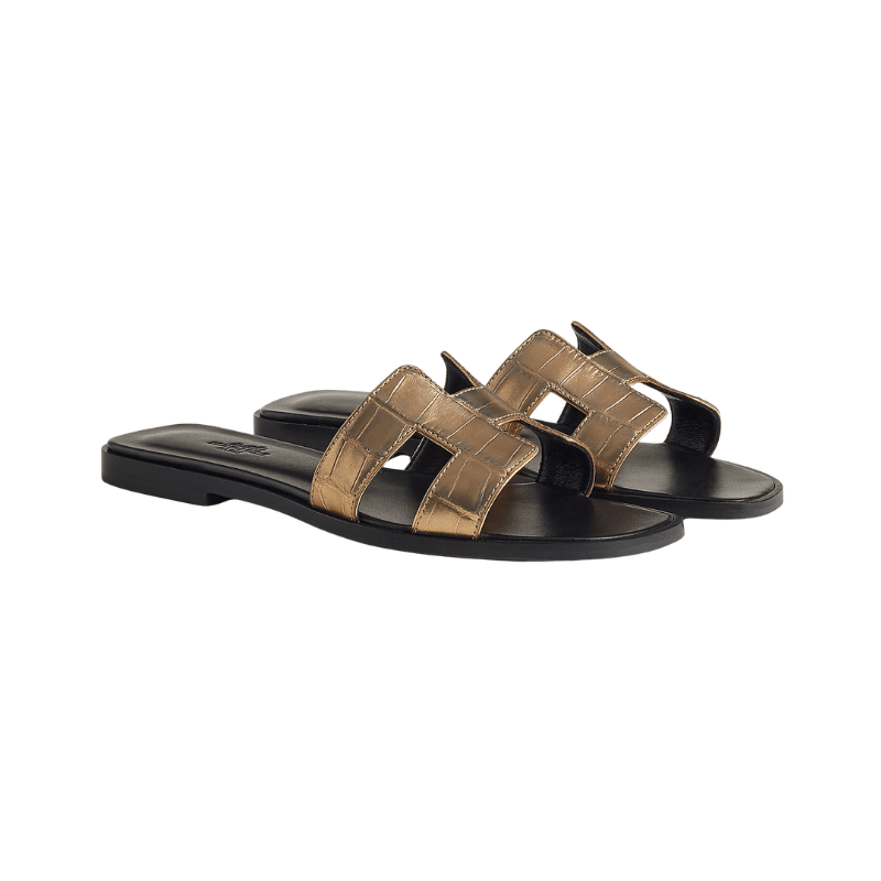 Hermès Oran Sandal Metallic Gold Alligator
