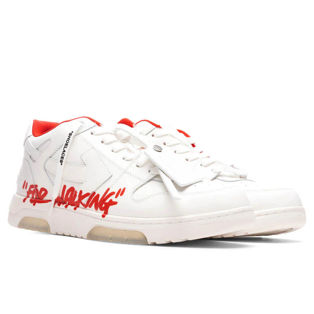 OFF-WHITE Out Of Office “OOO” Low Tops For Walking White Red SS22