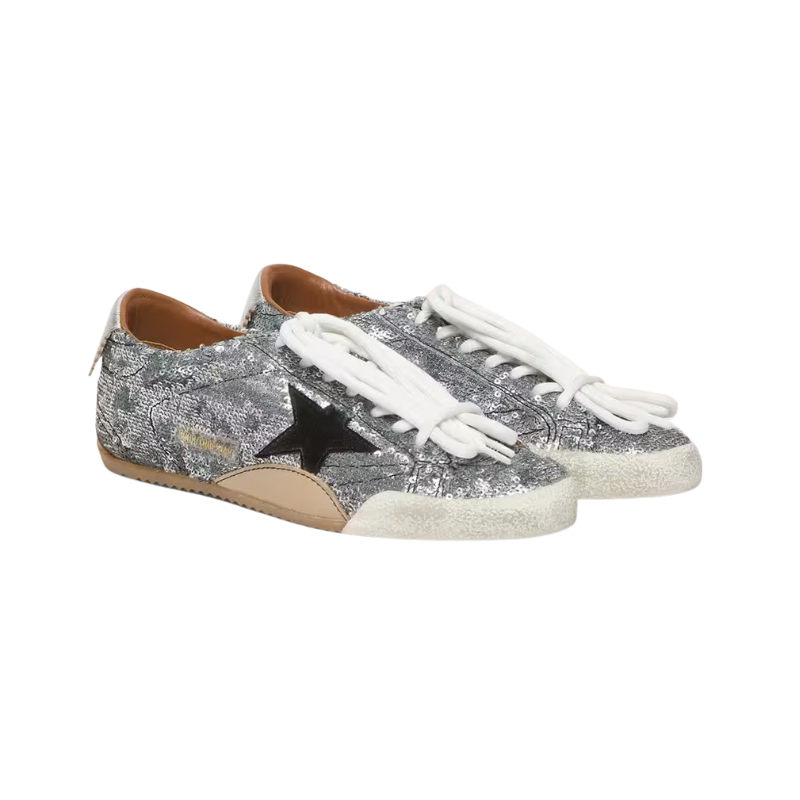 Golden Goose True-Star silver sequins with a black star