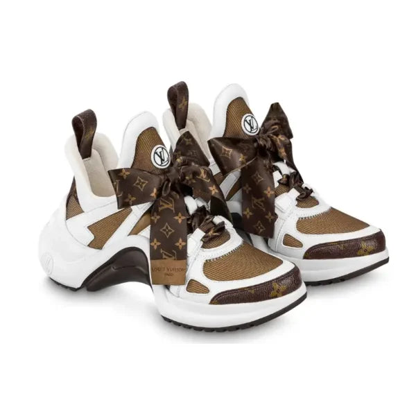LV Archlight trainer white, brown with Plaid Ribbon' Women's