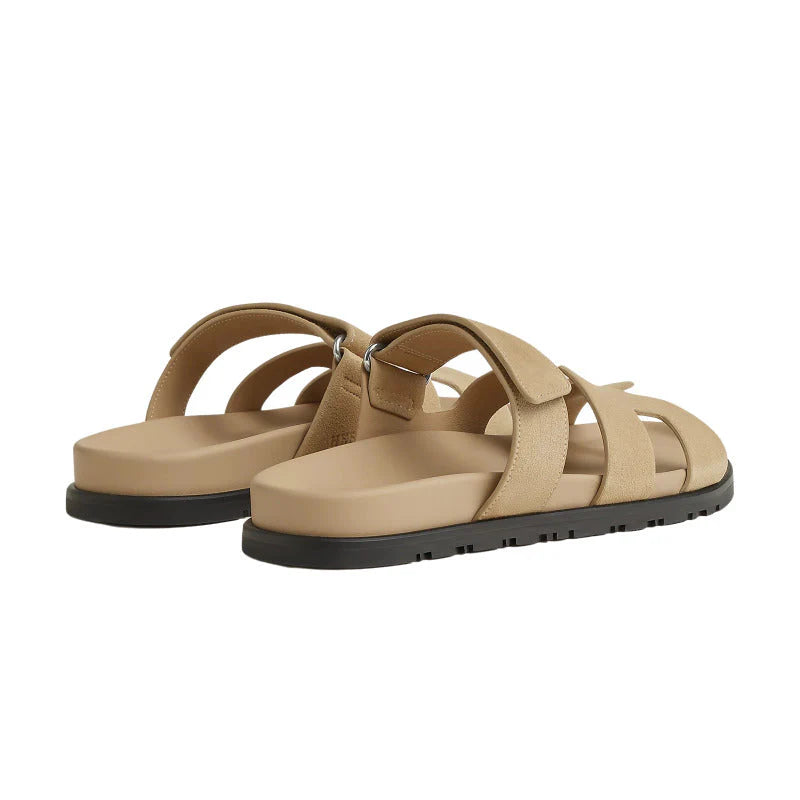 Hermes Chypre Sandals Beige Suede