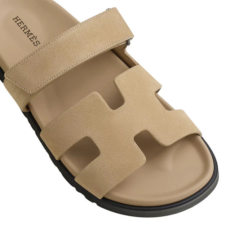 Hermes Chypre Sandals Beige Suede