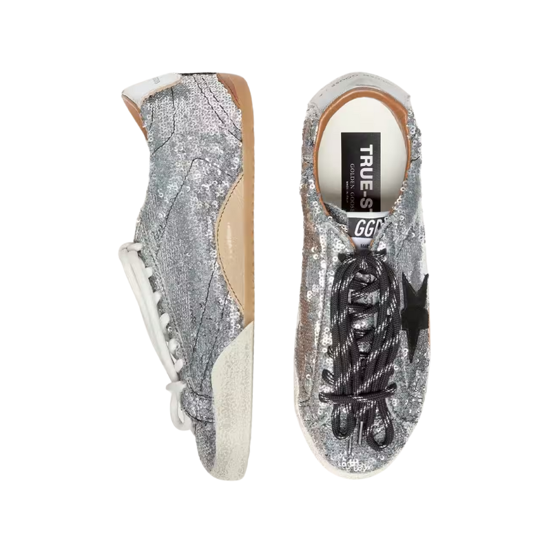 Golden Goose True-Star silver sequins with a black star