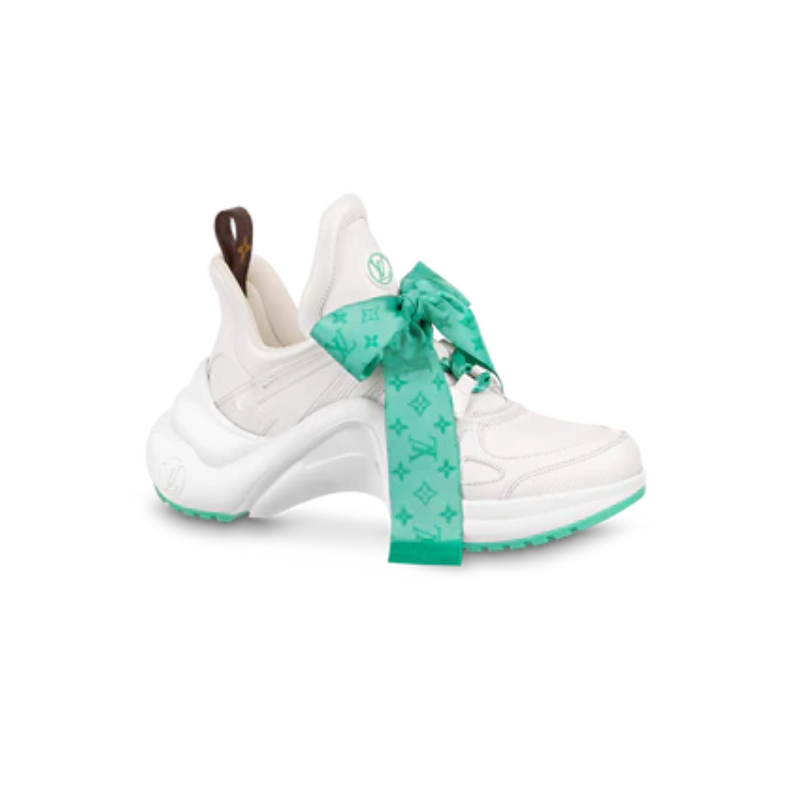 LV Archlight trainer white with green Plaid Ribbon' Women's
