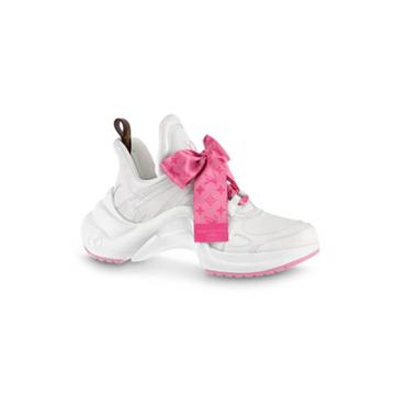 LV Archlight trainer white with pink Plaid Ribbon' Women's