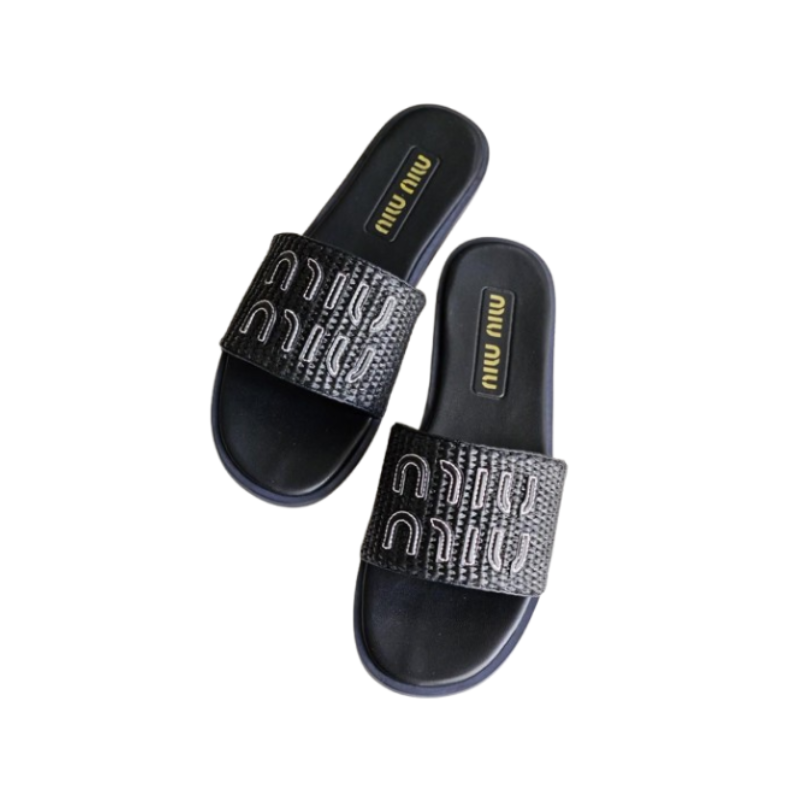 Miu Miu women's black flat slippers