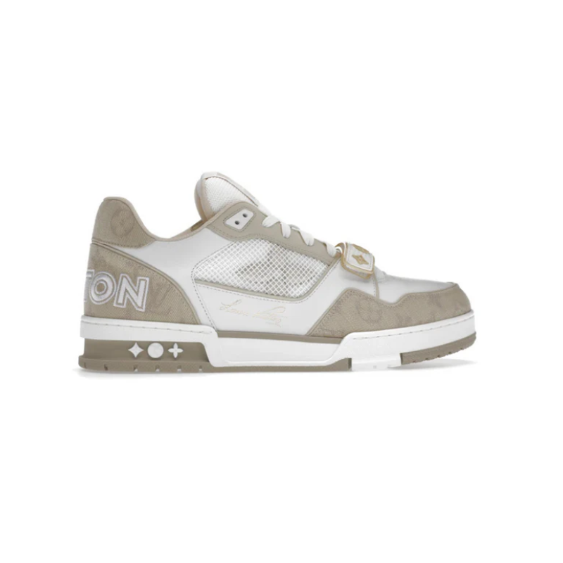 LV trainer LOW TOP Velcro strap beige white