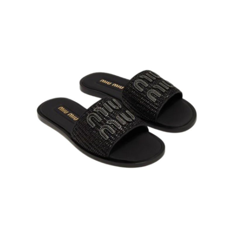 Miu Miu women's black flat slippers