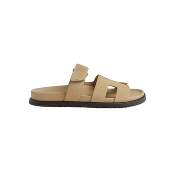 Hermes Chypre Sandals Beige Suede