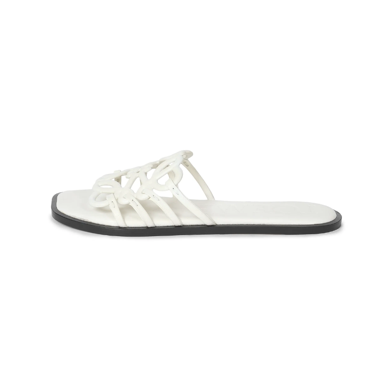Loewe Petal Anagram slide in white leather