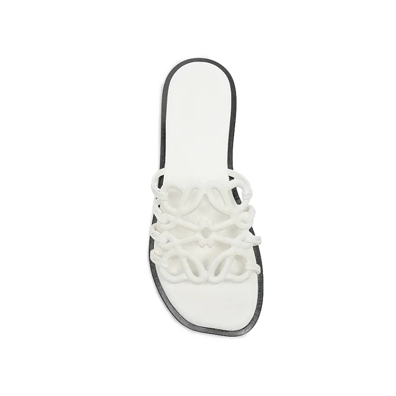 Loewe Petal Anagram slide in white leather