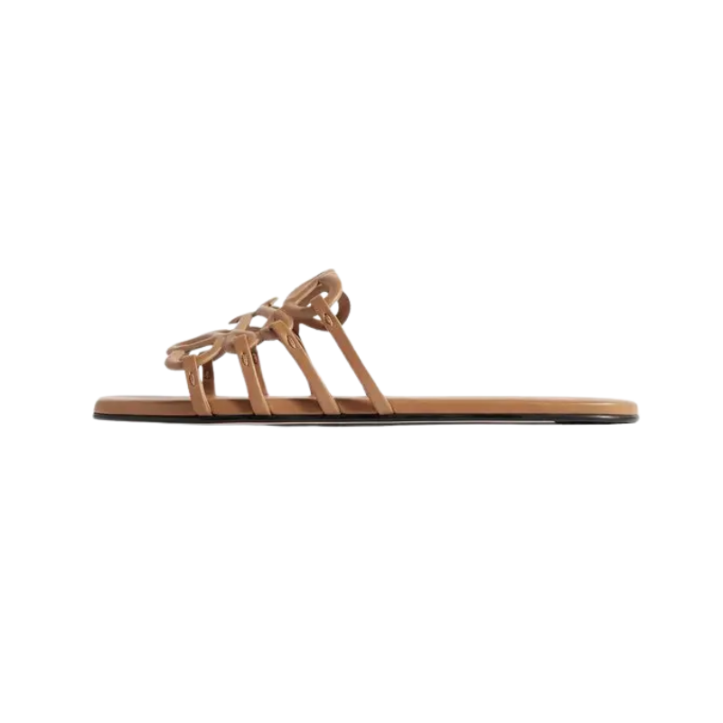 Loewe  petal anagram leather slides - brown