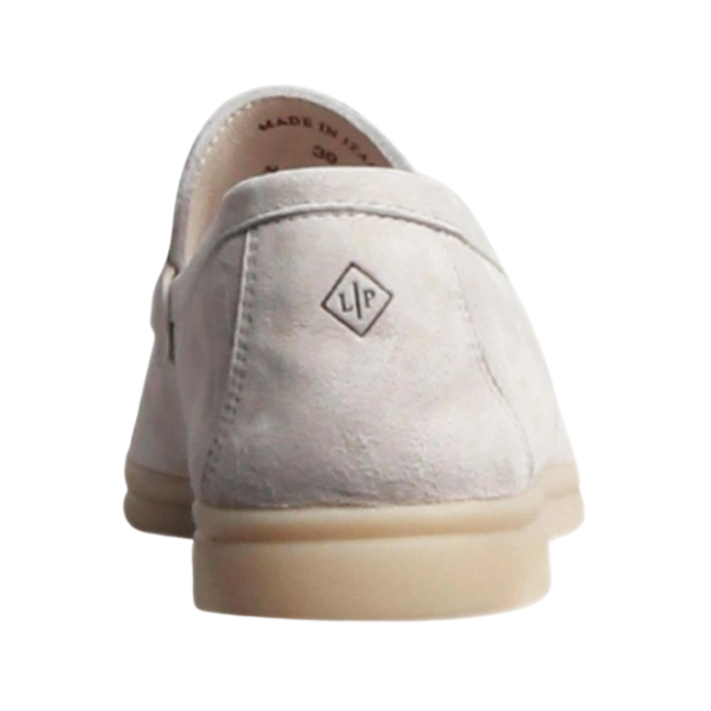 Loro Piana Summer Charms Walk Light grey suede loafers