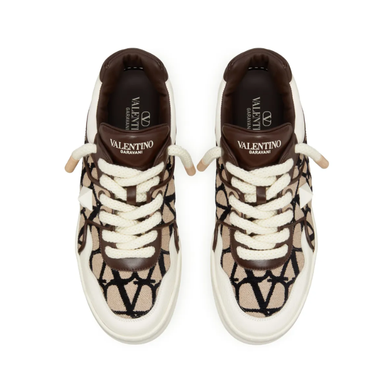 Valentino Garavani One Stud XL leather - Off-White & Brown