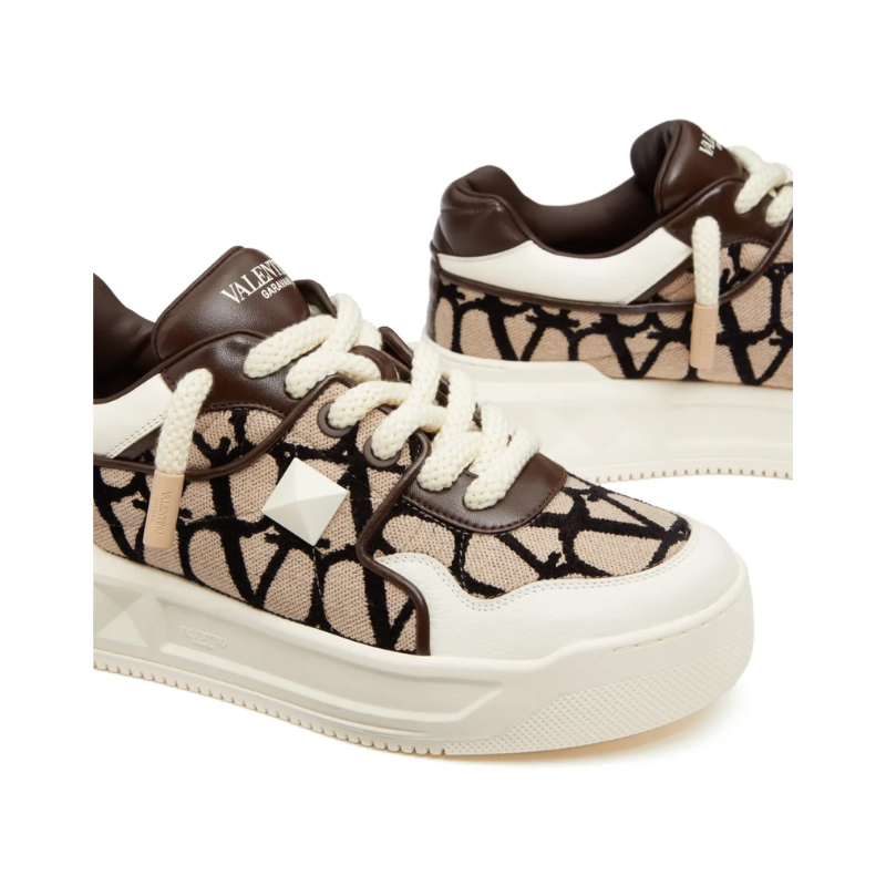 Valentino Garavani One Stud XL leather - Off-White & Brown