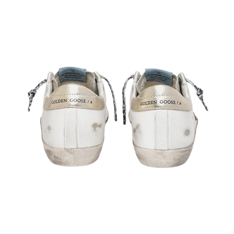 Golden Goose Super-Star - pink glitter star and animal-print laces