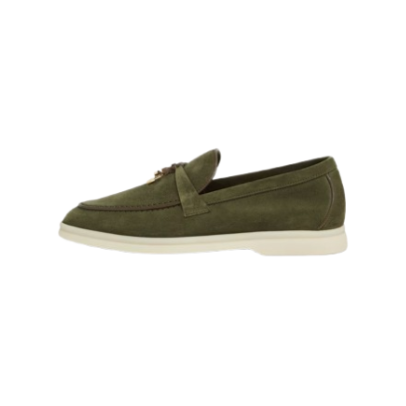 Loro Piana Summer Charms Walk Loafers in suede Light Olive Green
