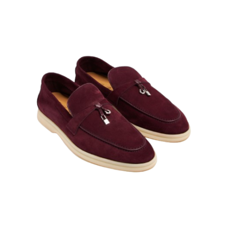 Loro Piana Summer Walk suede loafer burgundy