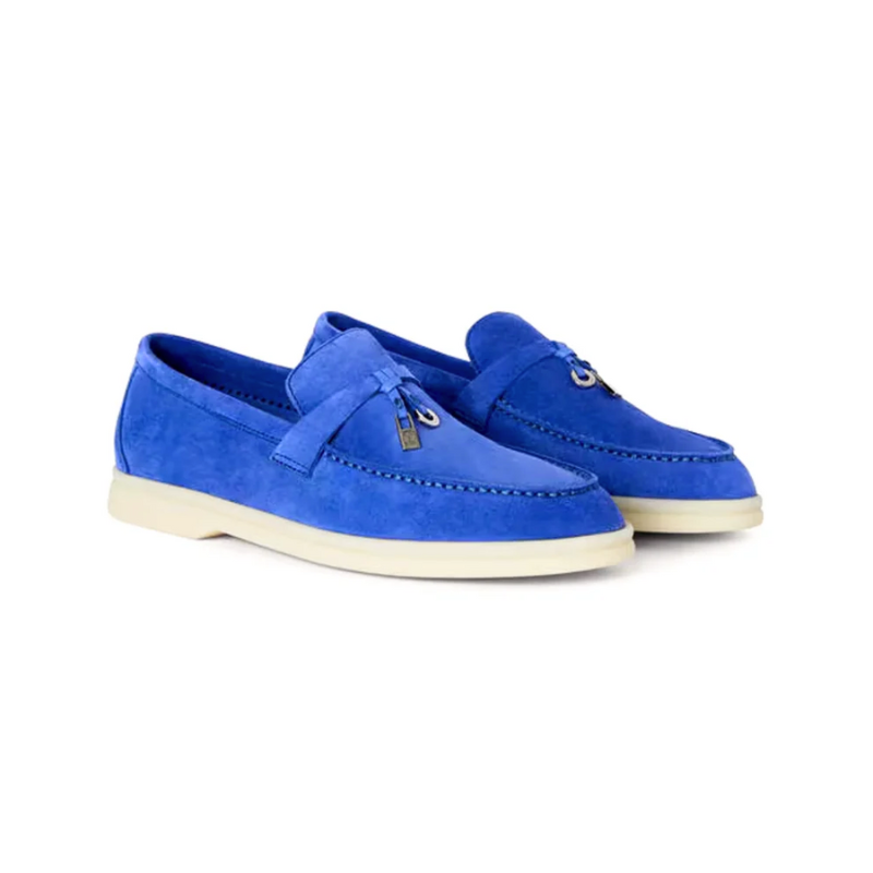Loro Piana Summer Charms Walk Loafer blue suede