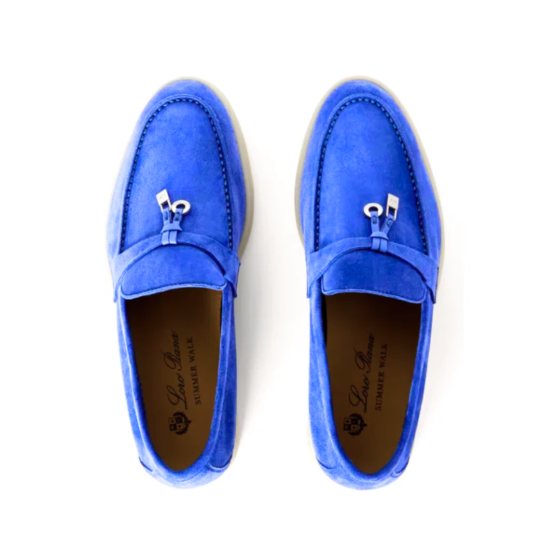 Loro Piana Summer Charms Walk Loafer blue suede