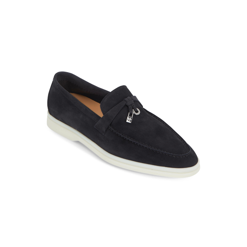 Loro Piana Summer Charms Walk loafers in black suede.