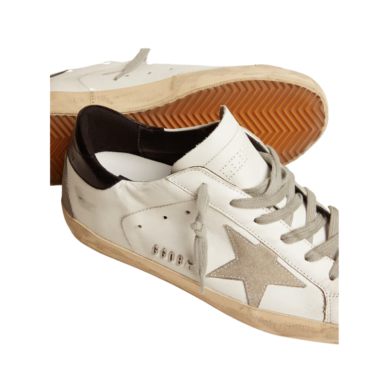 Golden Goose Super-Star - white leather with a black heel tab