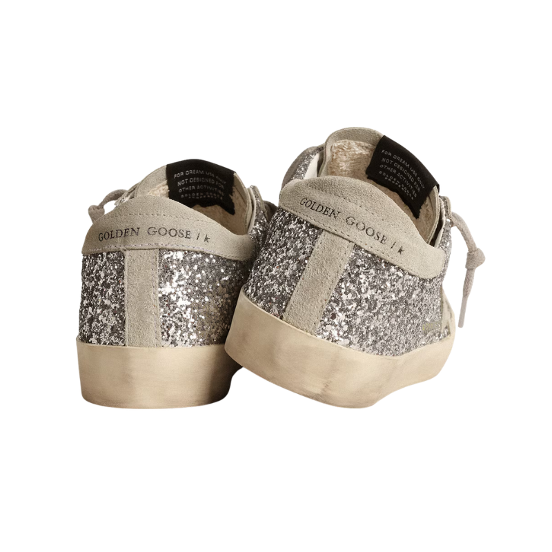 Golden Goose Super-Star - silver glitter with ice-gray suede